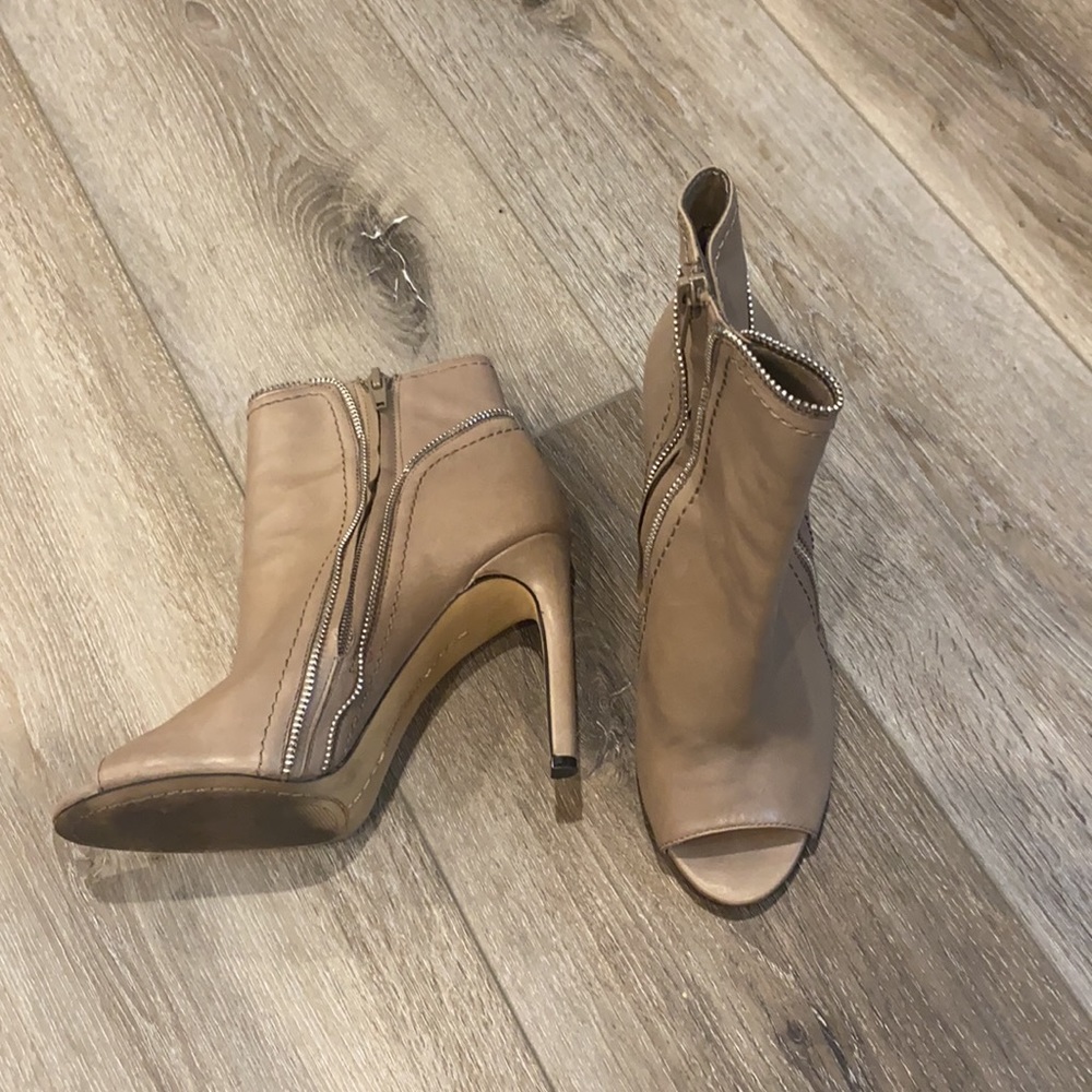 Vince Camuto faux leather peep toe booties